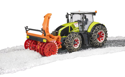 Bruder Class Axion With Snow Chains And Snowblower 1:16