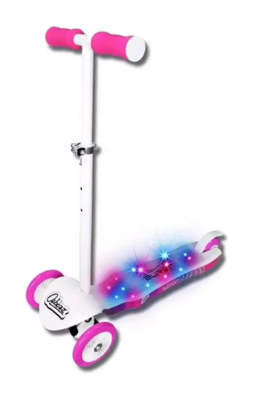 Ozbozz Light Burst 3 Wheel Scooter White / Pink