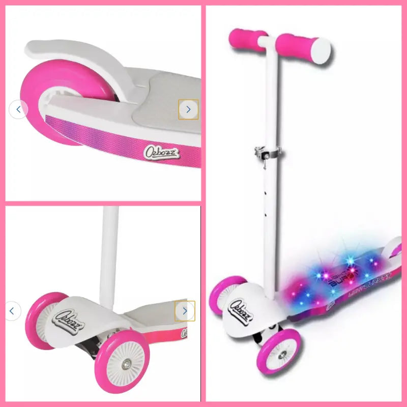 Ozbozz Light Burst 3 Wheel Scooter White / Pink