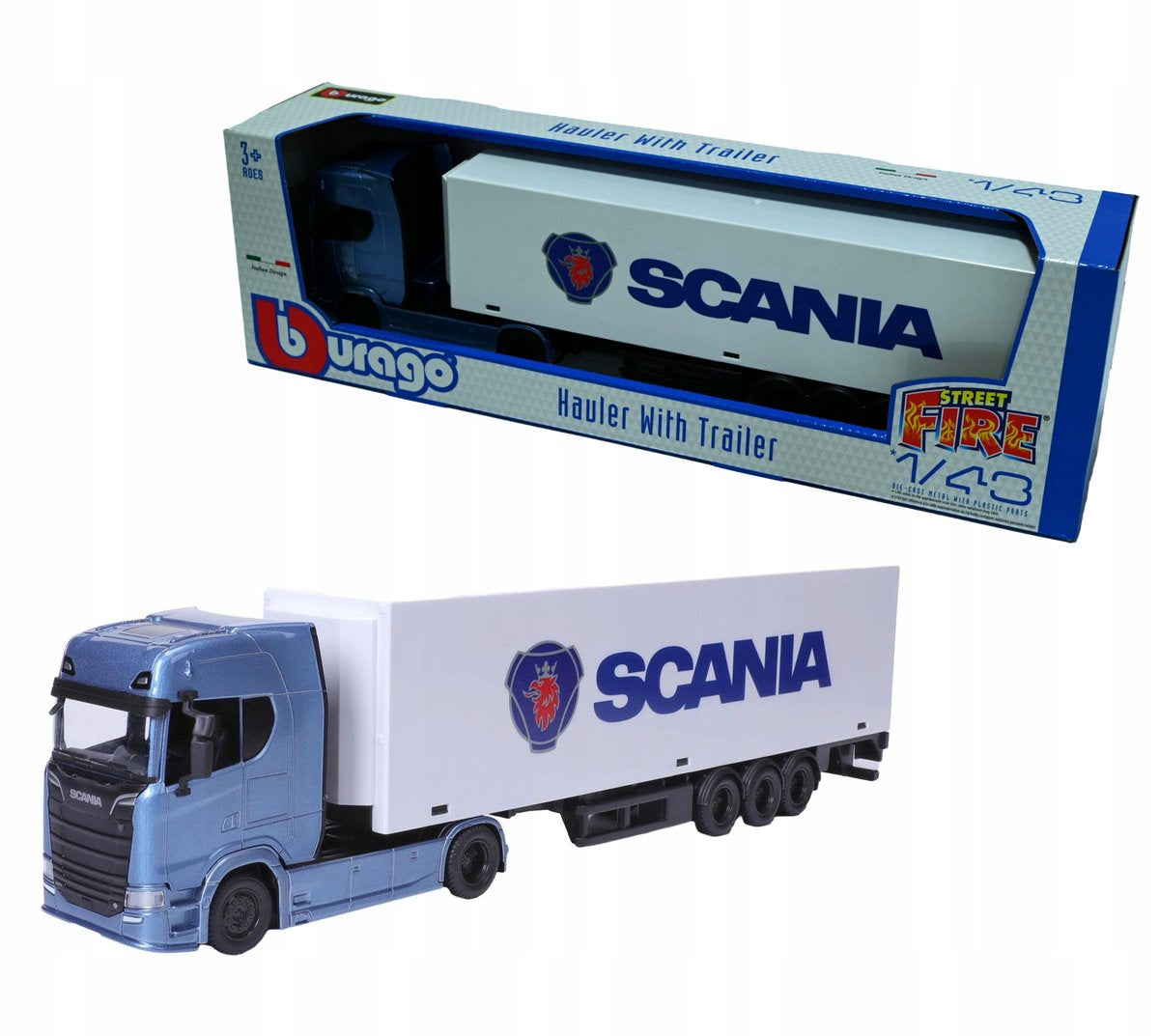 Burago Scania Hauler Truck With Trailer 1:43