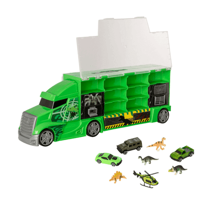 Teamsterz Dinosaur Transporter Truck Playset With 4 Vehicles And 4 Dinosaurs