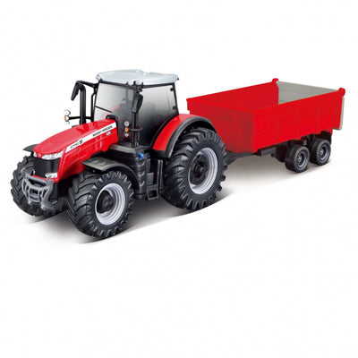 Burago Massey Ferguson 8740S Tractor With 3 Assorted Trailers 1:50