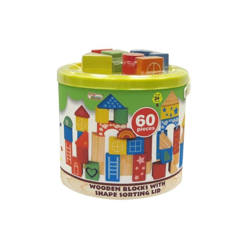 First Learning Wooden Blocks with Shape Sorting Lid