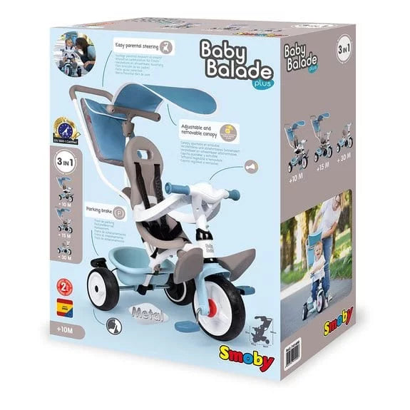 Smoby Baby Balade Plus 3 in 1 Tricycle Blue Totally Toys Ireland